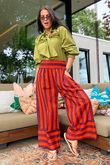 Bloc Stripe Wide Leg Pant Rioja & Rust